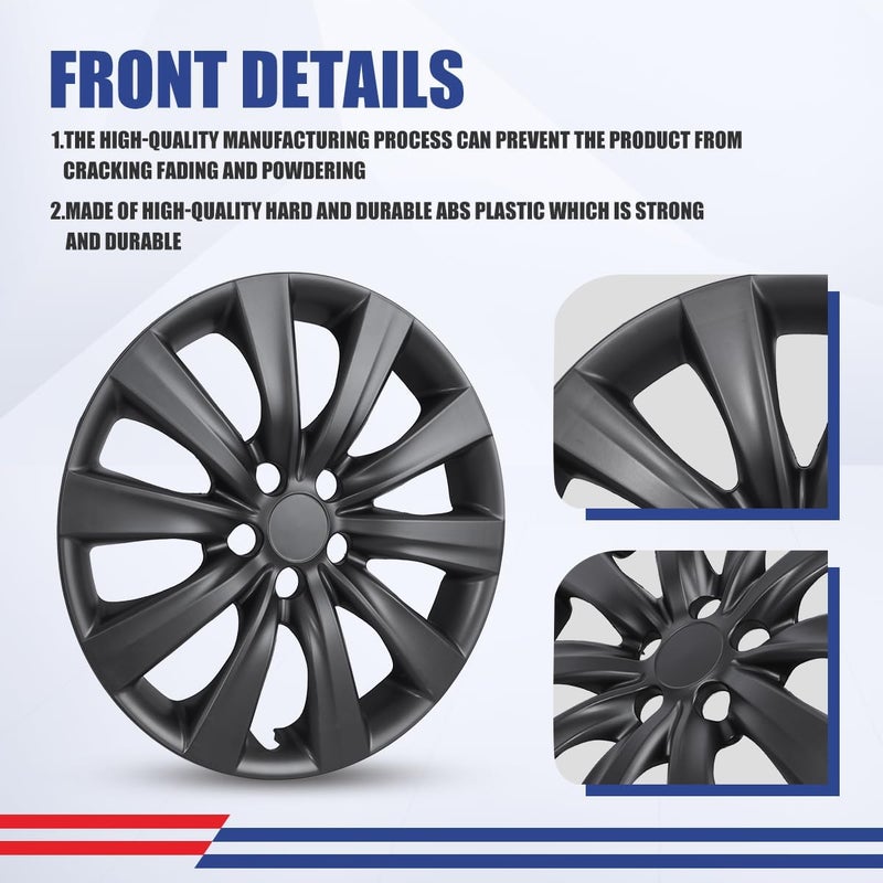 Winjet Hubcaps 16 Inch Wheel Covers for [2009-2025 Toyota Corolla] & [2009-2014 Toyota Matrix], Heavy Duty ABS Material, Only Compatible with Iron Hub - Steel Wheels (16 Inch Pack of 4, Black Matte) - Image 5